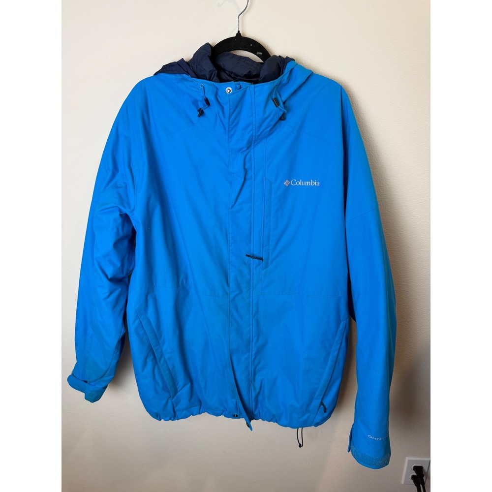 Columbia Interchange Omni-Heat Jacket Mens XL Blue Hooded Winter Coat Puffer